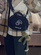 Bandolera de lona con estampado de dibujos animados para mujer, bolso de hombro tipo sobre