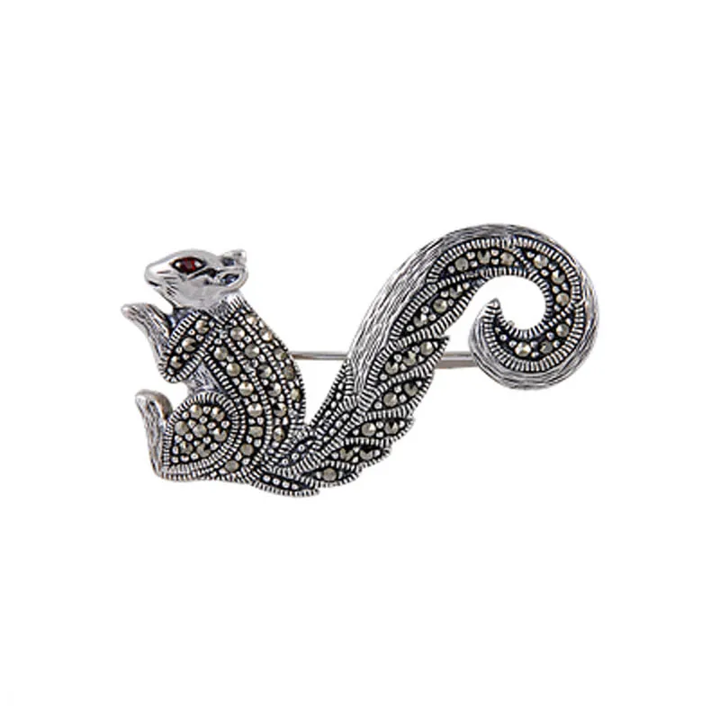 

Silver 925 Sterling Marcasite Sterling Squirrel Shaped Brooch