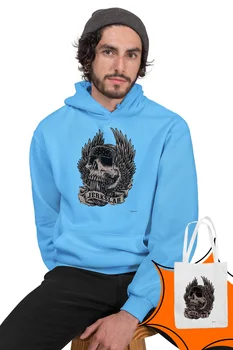 

Angemiel Wear Jerkslab Skull And Crossbones Blue Men 'S Hooded Sweatshirt Bags Kombin