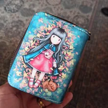 Tarjetero de piel sintética para mujer, Cartera de 9 Bits/10 Bits + 2 posiciones grandes con cremallera, Tarjetero con personajes bonitos