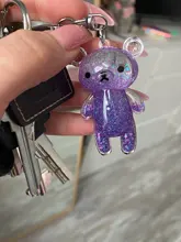 Llavero líquido de oso brillante con arena movediza, llavero acrílico con llavero, mochila con colgantes para parejas, mujeres, hombres, novios, regalo