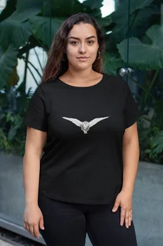 

Angemiel Wear Owl Black Women Cotton Large Size T-Shirt