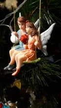 Couple Figurines Scene-Decoration Craft Swing Flower-Fairy Landscape-Pendant-Resin Romantic