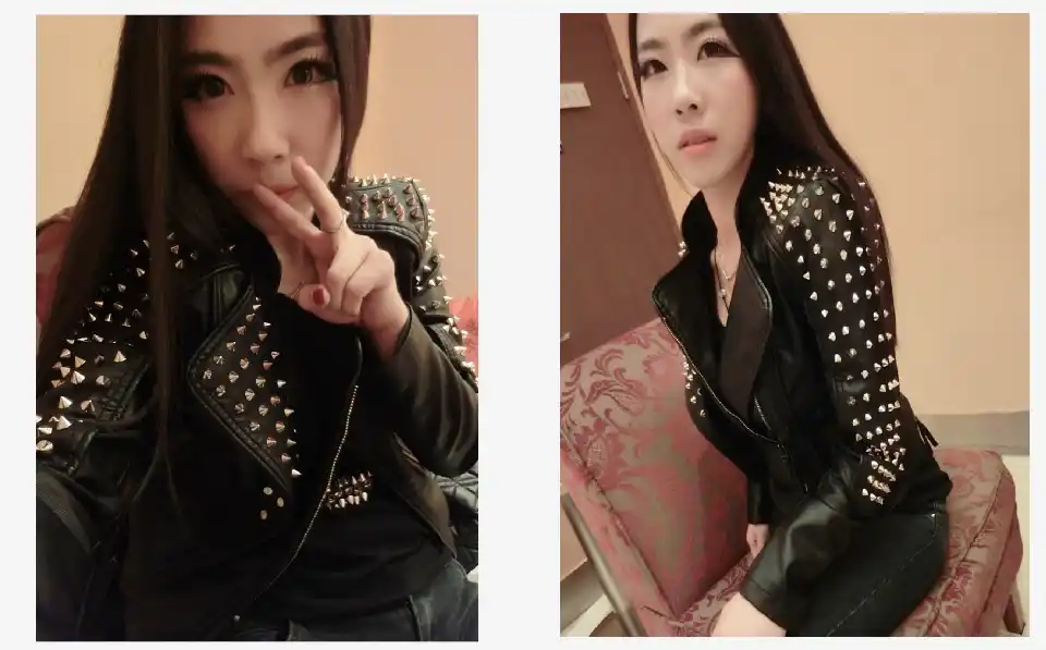 jaqueta de couro com espinhos