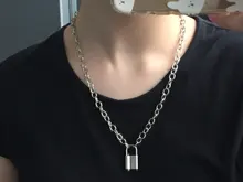 Cadena de eslabones Punk para mujer, colgante con candado de color dorado y plateado, joyería Punk