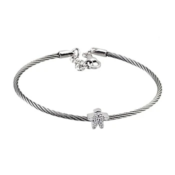 

Steel bracelet Sterling silver white yarn 1 piece girl zircons woman