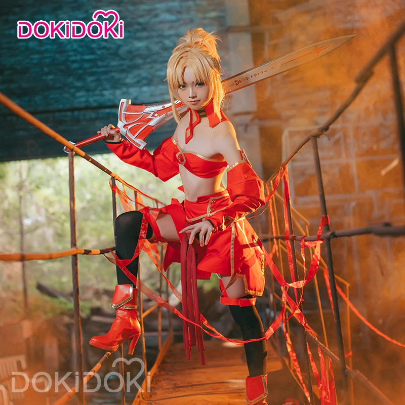 

DokiDoki Fate/Apocrypha Mordred Cosplay Costume Game Fate Cosplay Mordred Battle Suit Women Halloween Costume Red FGO