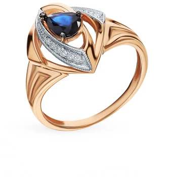 

Gold ring with sapphire and diamonds sunlight sample 585