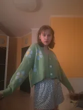 Neploe-Suéter de cuello de pico suelto para mujeres, jersey estilo Preppy de punto con flores, cárdigans, elegante, grueso, con impreso, corto, abrigo informal, 46565