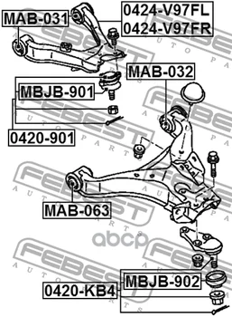 

Lever front upper left Mitsubishi Pajero IV Montero v87w/v97w 2006-febest art. 0424-v97fl