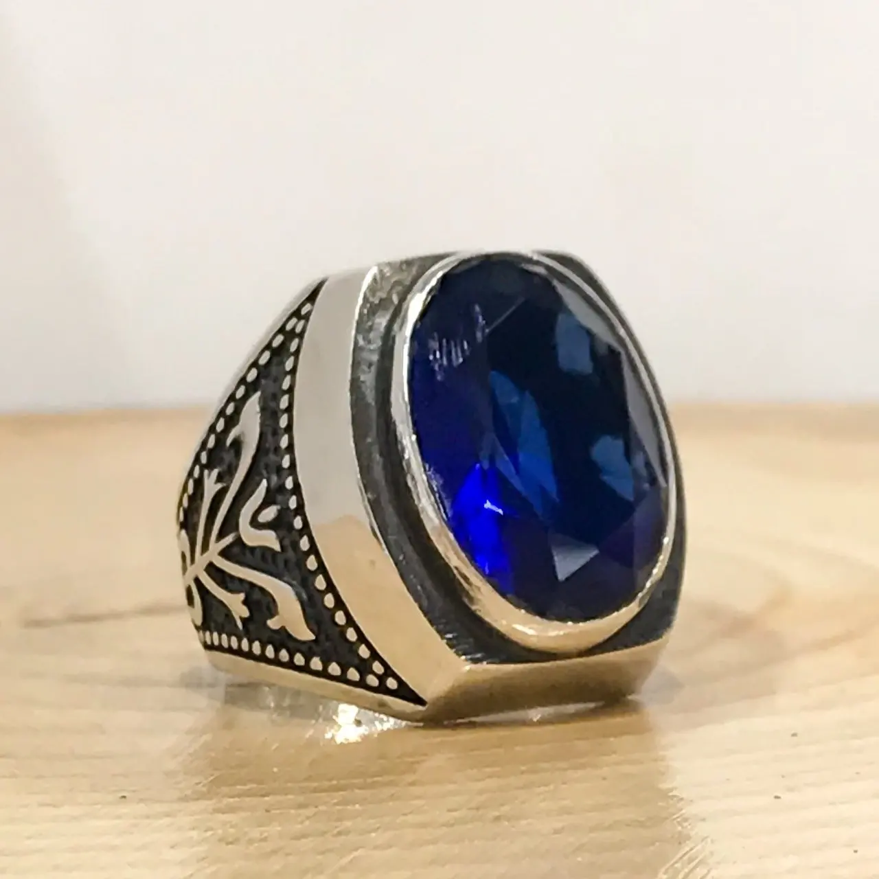 Чехол Knight с сапфировым темно синим серебряным кольцом для мужчин|Кольца| |