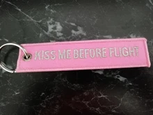 Llavero KISS ME BEFORE, 1 pieza, regalo Aviación, equipo de vuelo, bordado, llavero con etiqueta