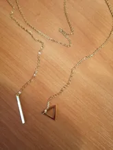 DOTIFI para las mujeres collares la innovación pendiente doble cadena larga calado triángulo y Baguette collar de acero inoxidable