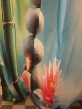 Shower Curtain Bathroom-Decoration Bamboo Green Waterproof Zen Buddha 3D Mildew Running-Water