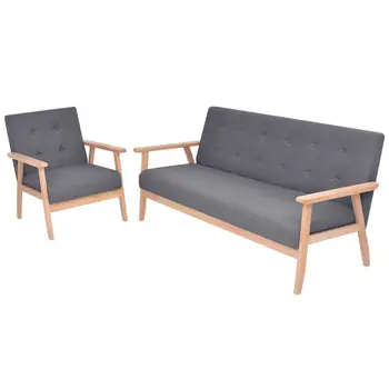 

2 PCs dark gray sofa fabric sofa sets