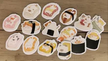 45 unids/caja encantadora Pequeño gato amor Sushi decorativo pegatinas cuaderno álbum decoración niños regalo