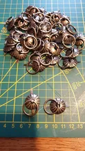 Cajón de sol antiguo para escritorio, tirador de puerta perilla para muebles, Hardware, mango de Pin de anillo, tono bronce, 40 Uds.
