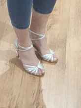 Zapatos de baile de salón para mujer, calzado moderno latino de Tango, Salsa, de tacón alto, de baile de fondo suave, color negro, superventas