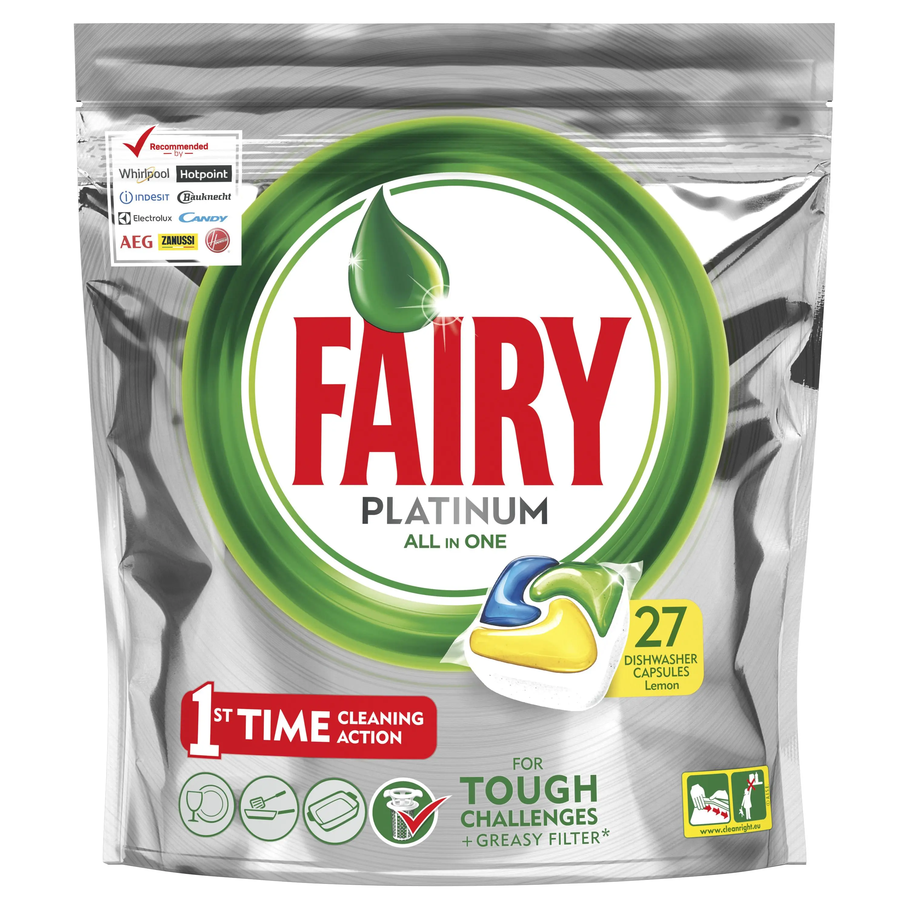 Капсулы для посудомоечной машины Fairy Platinum all in one 27 шт