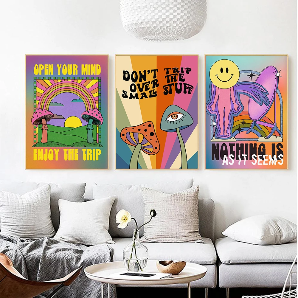 Bedroom Decor Hippie Pictures Trippy Mushroom Pictures Hippie Mushroom  Painting Painting  Calligraphy Aliexpress