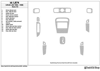 

Interior trim for Infiniti J30 1992-1996. Set L874.