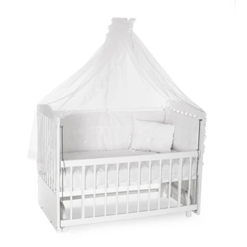 

Bamgidoo baby cradle wooden cradle white color 60x120 with cradle bed and ecru sleeping set made in Turkey