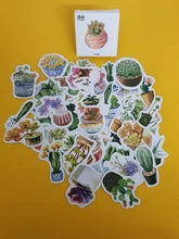 Mohamm-50 Uds. En caja de pegatinas para suculentas, dibujos de planta pegatinas escamas, regalo para álbum de recortes