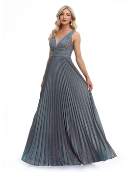 فساتين سهرة فاخرة مثيرة عميقة على شكل حرف v ترتر أزرق للنساء أنيقة على شكل حرف V لحفلات الزفاف فستان كوكتيل طويل للحفلات الراقصة 4