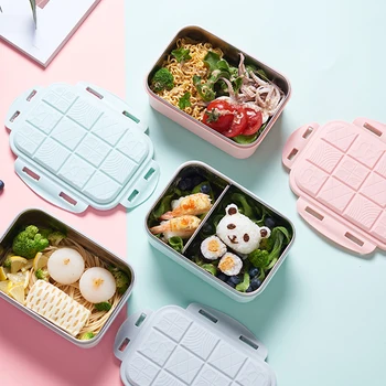 

Baofum Simple split grid stainless steel lunch box insulated lunch box with lid lunch box for student office worker