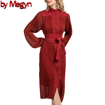 

2020 women fashion spring summer long sleeve loose cut white black dark red dress puff desinger brand elegant dress