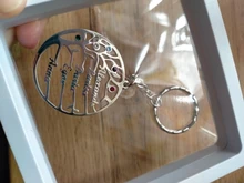 Auxauxme personalizada Birthstone árbol de llaveros de la vida de acero inoxidable miembro de la familia llavero de árbol regalos de cumpleaños para mamá y papá