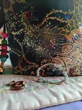 Bolso de hombro de estilo étnico bohemio para mujer, bandolera Retro de gran capacidad, Bordado hecho a mano, Pavo Real