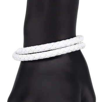 

Leather bracelet (genuine leather, lock-connector, white) 53946