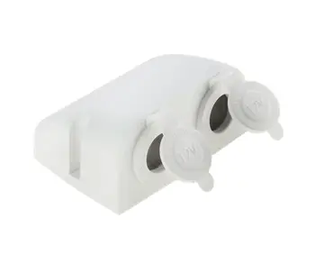 

Cigarette lighter socket double for mounting on the dashboard, White