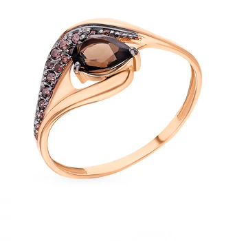 

Gold ring with quartz and cubic zirconia sunlight