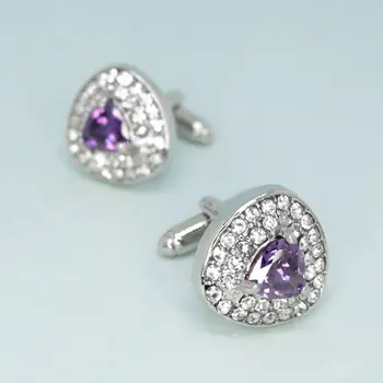 

Cufflinks jewelry triangle with purple stone (53078)