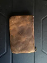 Monedero de cuero de vaca con cremallera Unisex, monedero Unisex con cremallera