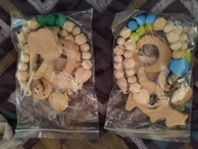 Mordedor de madera orgánico para bebé, mordedor en forma de Animal Natural, juguete de dentición, cuentas de silicona, regalo para bebé recién nacido, 2 uds.