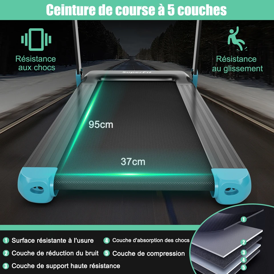 Tapis Roulant Pieghevole MC-90 - 3 Inclinazioni, Display LCD, Bluetooth Per App Fitness - Foto 3
