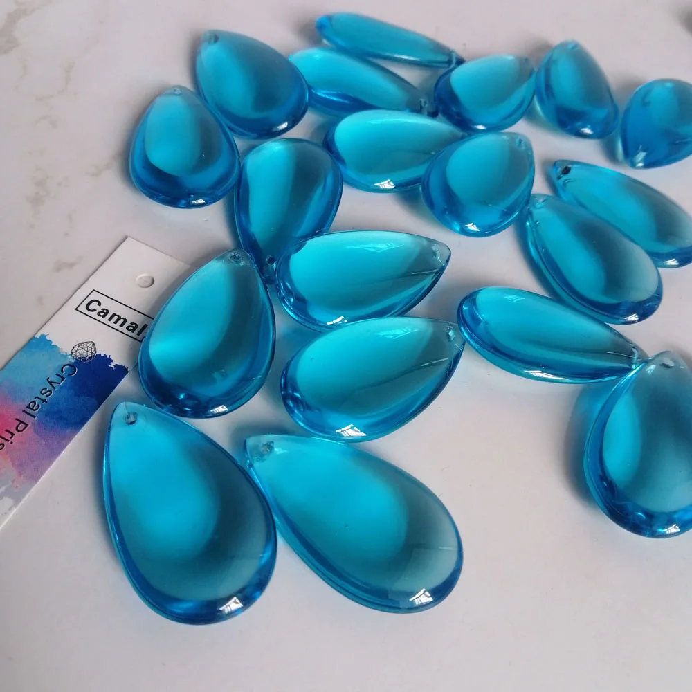 Camal 20pcs 36mm Sapphire Crystal Smooth Teardrop Beads Prism Pendant Lamp Chandelier Hanging Ornament Wedding Jewelry Craft DIY