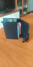 Bycobecy-tarjetero de aluminio con broche para hombre y mujer, funda de Metal RFID para tarjeta de identificación inteligente, Delgado, titular de la identificación, cuero PU