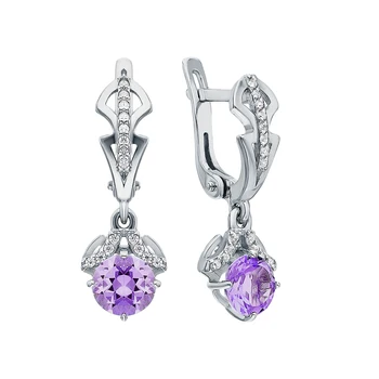 

Silver earrings with amethyst and cubic zirconia sunlight sample 925