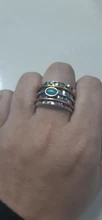 Retro Bohemian Style Width Ring Inlaid Oval Green Stone Ring Two Tone Design Finger Rings