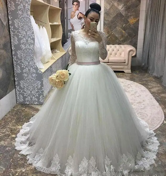 Vestido De Novia элегантные бальные платья с длинным рукавом платье принцессы на