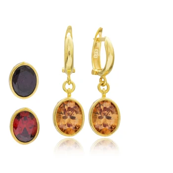 

SPENTA Pear Shape Citrine And Garnet Stone Earring Handmade 925 Sterling Silver Balck Zircon Dangle Earrings