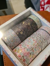 Juego de 10 unidades de cinta Washi negra y dorada, cinta adhesiva Vintage con diseño de galaxia, cinta adhesiva decorativa, pegatina para álbumes de recortes, papelería y diarios