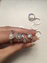 Tocona 9 unids/set Bohemia hoja corazón gota de agua de piedra lunar anillo joyería estilo bohemio Vintage Woemn anillo bisutería boda 9485