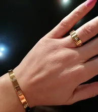 FYSARA Trendy Stainless Steel Rose Gold Color Love Ring for Women Men Couple CZ Crystal