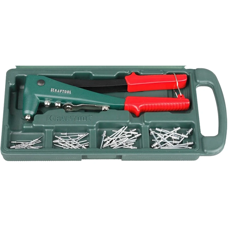 Заклепочник KRAFTOOL 31170-H6_z01 (4 насадки; фиксирующая скоба; ограничители; крепление насадок на корпусе)