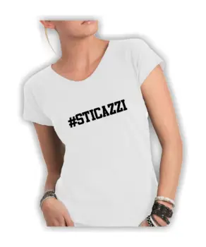 

T Shirt Woman Cotton Flamed With Wide Neckline and Cutting Vivo neckline and sleeves-# STICAZZI MADE IN ITALY